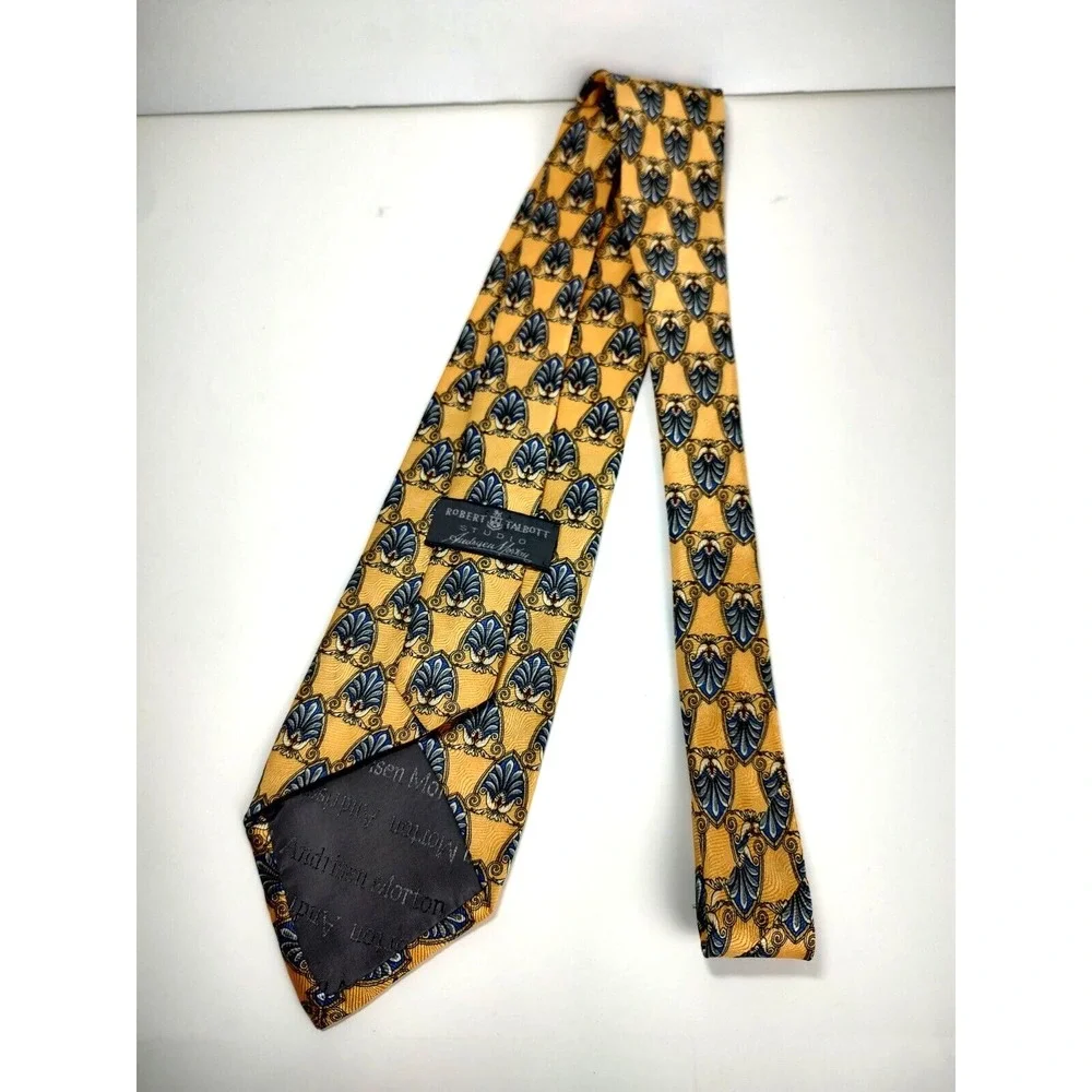 Robert Talbott Studio Men's Tie 100%‎ Silk Necktie USA Designer Gold